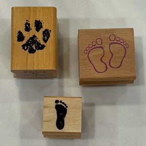RUBBER STAMPS LOT OF 3: ‘Foot/Paw’ Bundle by Impressive Stamps & Embossing Arts